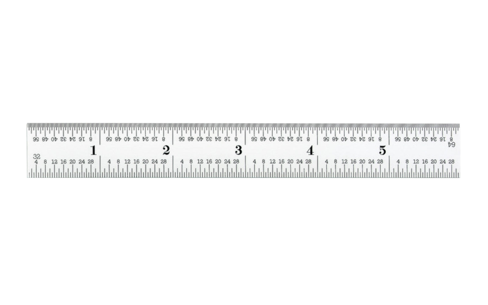 Starrett 6" Spring-Tempered Steel Rule with Inch Graduation features a satin chrome finish. Graduations at quick-reading 32nds, 64ths, aircraft quick-reading 1/50", 1/100", 1/32", 1/64", 16R Grads. Model C616R-6.   Made in USA.