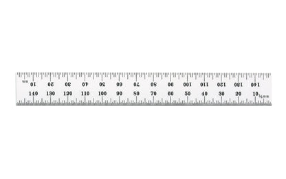 Starrett 6" Metric Rule - 1.0 mm, 0.5 mm Grads. The Starrett 150mm (6") Steel Rule with Millimeter Graduation features a satin chrome finish. Graduations at mm and 1/2mm on both sides.   Made in USA.