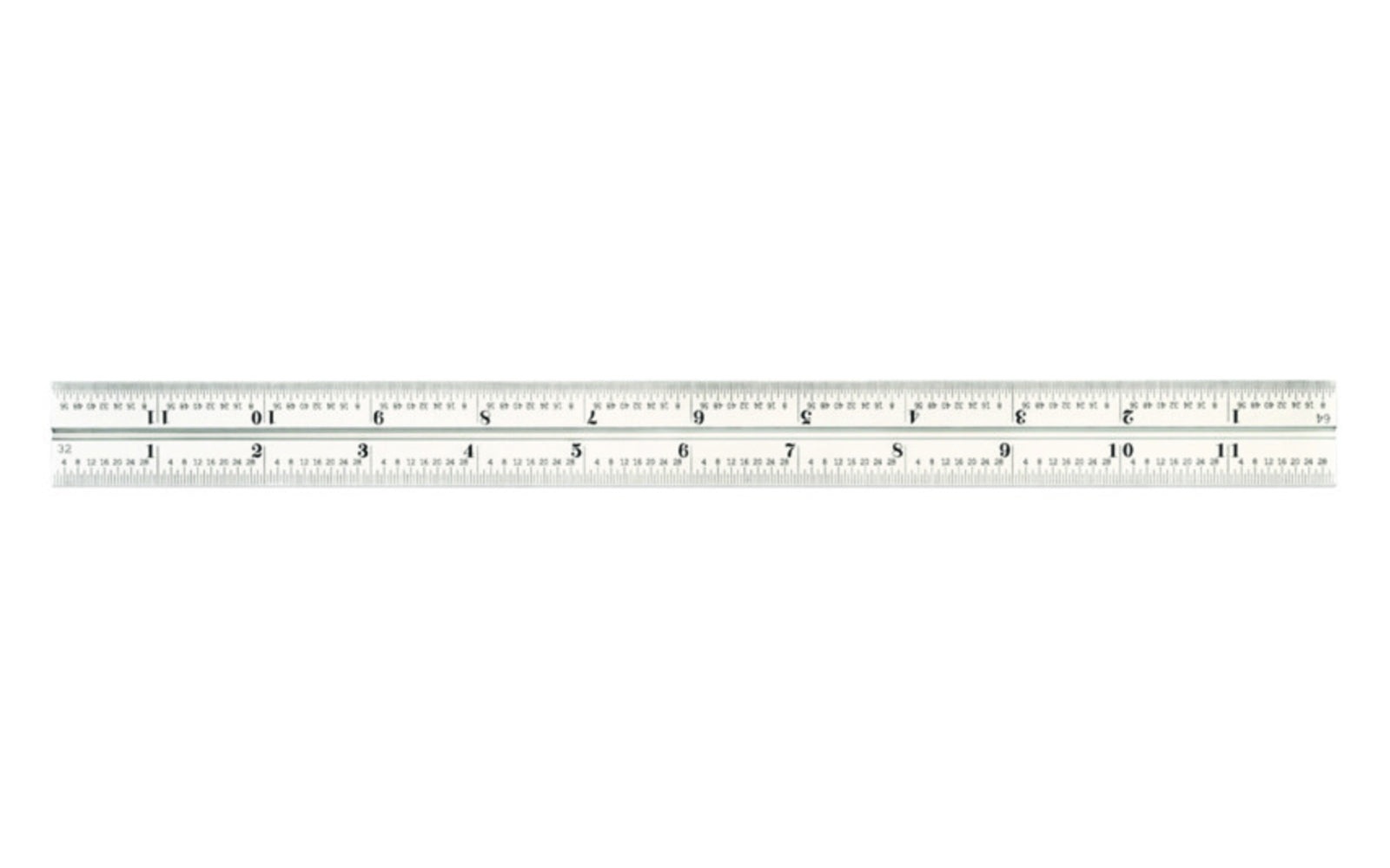 Starrett 12" Blade for Combo Square, Sets & Bevel Protractors. 1/50", 1/100", 1/32", 1/64" Grads. Satin Chrome finish blade. Blade only.  Made in USA. 049659500875.