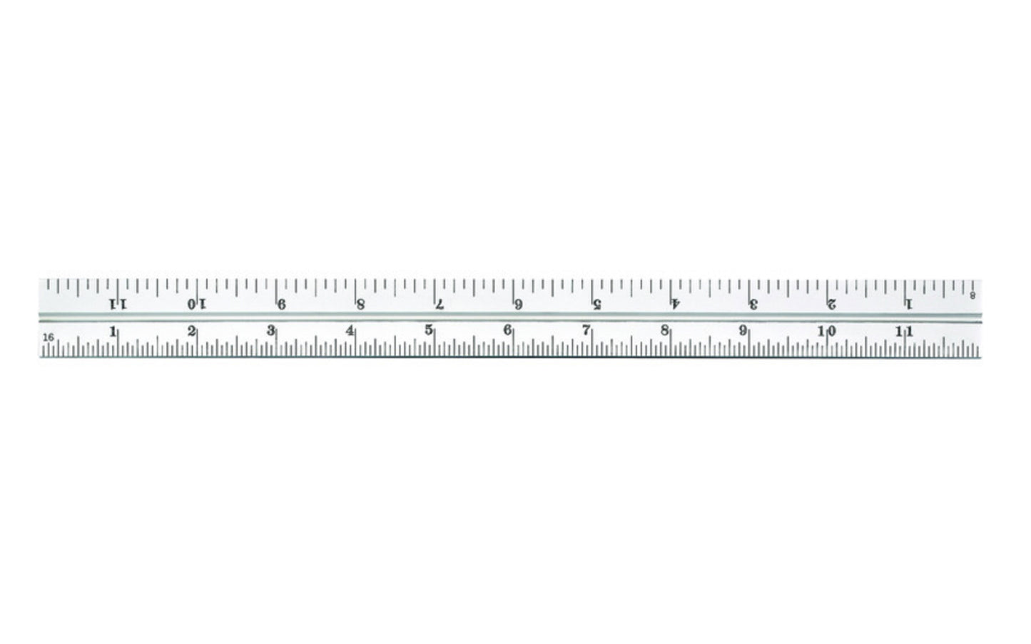 Starrett 12" Blade for Combo Square, Sets & Bevel Protractors. 1/8", 1/16", 1/32", 1/64" Grads. Satin Chrome finish blade. Blade only.  Made in USA. 049659500844.