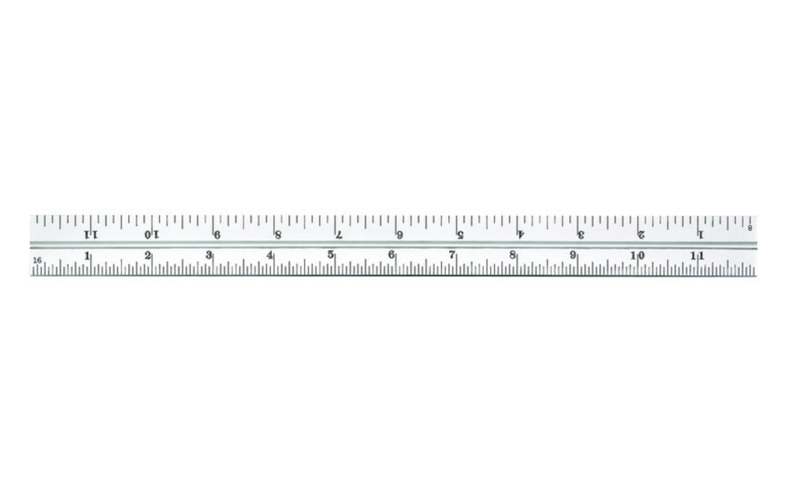Starrett 12" Blade for Combo Square, Sets & Bevel Protractors. 1/8", 1/16", 1/32", 1/64" Grads. Satin Chrome finish blade. Blade only.  Made in USA. 049659500844.