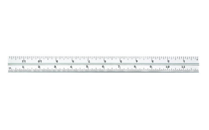 Starrett 12" Blade for Combo Square, Sets & Bevel Protractors. 1/8", 1/16", 1/32", 1/64" Grads. Satin Chrome finish blade. Blade only.  Made in USA. 049659500844.