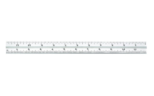 Starrett 12" Blade for Combo Square, Sets & Bevel Protractors. 1/8", 1/16", 1/32", 1/64" Grads. Satin Chrome finish blade. Blade only.  Made in USA. 049659500844.