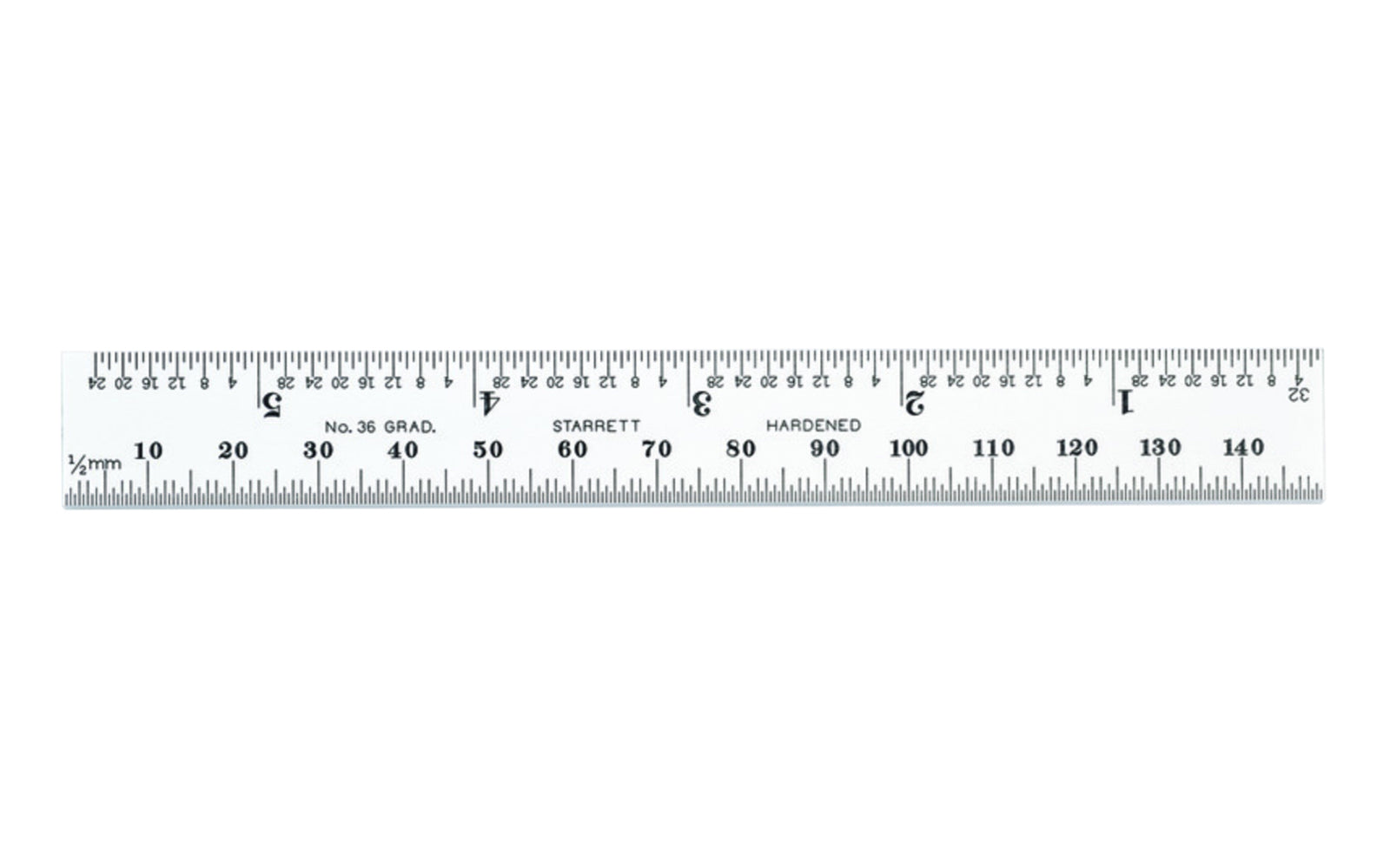 Starrett 6" Blade for Combo Square - 1/32", 1/64"  /  1.0 mm, 0.5 mm Grads.  049659559927. Model CB150-36.