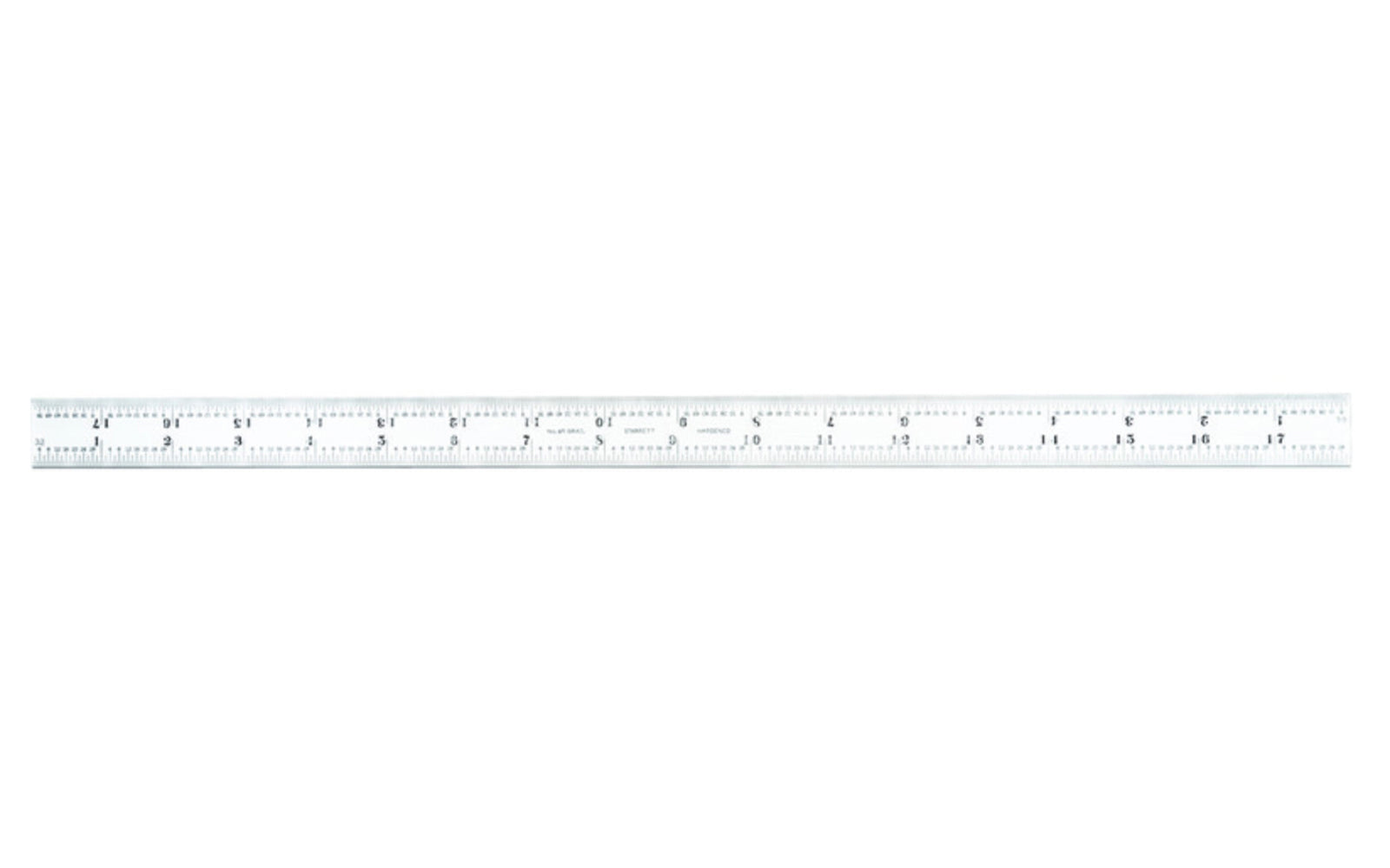 The Starrett Blade for Combination Squares, Sets & Bevel Protractors, Inch, 18" length. 4R Graduations - 8ths, 16ths, Quick Reading 32nds, 64ths. Satin Chrome. CB18-4R. EDP 50089. Made in USA. 049659500899