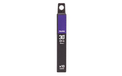 Tajima 3/8" (9 mm) Knife Blades. 10 blades in pack. 30° Razar Black Blade. Model No. CB39RBH. 049296111946