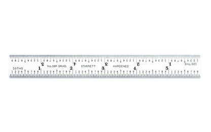 Starrett 6" Blade for Combo Square - 1/32", 1/64", 1/50", 1/100" Grads. Satin Chrome finish blade. Model CB6-16R. 049659500820. Made in USA