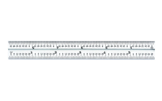 Starrett 6" Blade for Combo Square - 1/32", 1/64", 1/50", 1/100" Grads. Satin Chrome finish blade. Model CB6-16R. 049659500820. Made in USA