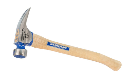 This 23 oz Vaughan California Framer Model CF1HC has a mill waffle face & extra large 1-1/4" diameter striking face on framing hammer. The Rip hammer has magnetic nail starter & 23 oz head weight. Curved Hickory hardwood handle & 18-1/2" overall length. Rust-resistant powder coat finish. Model CF1HC. 051218103045.