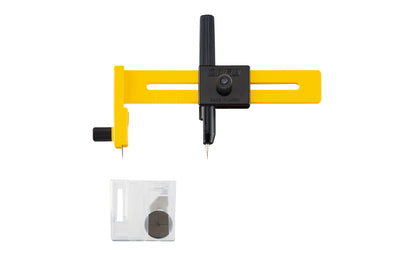 This Olfa "CMP-1" Compass Circle Cutter is for good paper, cardboard, light wood, plastic, rubber, acetate & more. Premium quality blade for superior sharpness & durability. Cuts circles 0.4" to 6" diameter. Pivot spike holds material for stability. 091511400144. Olfa Model CMP-1. 9911. Made in Japan