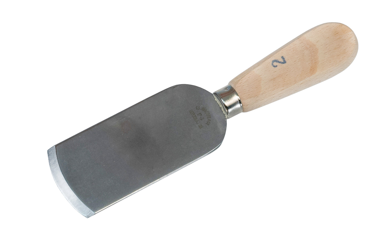 Made in USA · C.S. Osborne Model No. 67-2 - A quality USA-made curved bevel skiving knife made by CS Osborne. Made of high carbon steel with a nickel plated ferrule & hardwood handle. Round Beveled Edge Skiving Knife. 1-7/8" blade width - 7-3/4" overall length - CS Osborne Leather working knife - Leather Knife - 096685660031