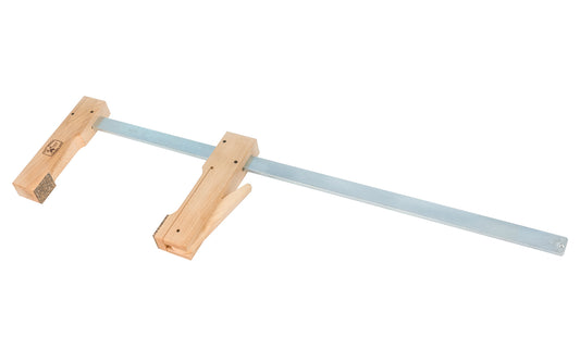 This "Miro-Moose" Maple cam clamp by Dubuque Clamp Works is a lightweight wooden cam clamp with a 24" opening capacity & 4-1/2" deep throat. The upper jaw slides into position, & the offset cam lever delicately locks the work piece in place giving strong pressure. The clamp has cork pads. Made in USA. Model 00019