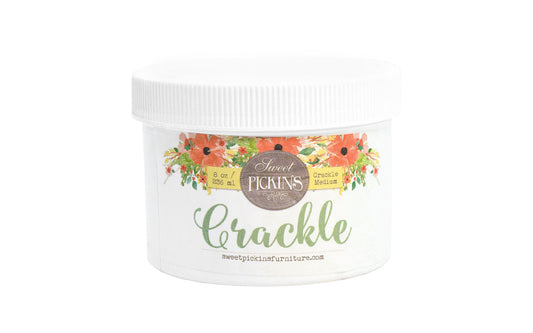 Crackle is designed to be used under the final coat of Milk Paint to give the "antique crackle" look. It can be used over your entire painted surface, or just select areas. It can also be used directly over properly cleaned material such as bare wood, metal, plaster, wallboard, glass or previously painted surfaces.