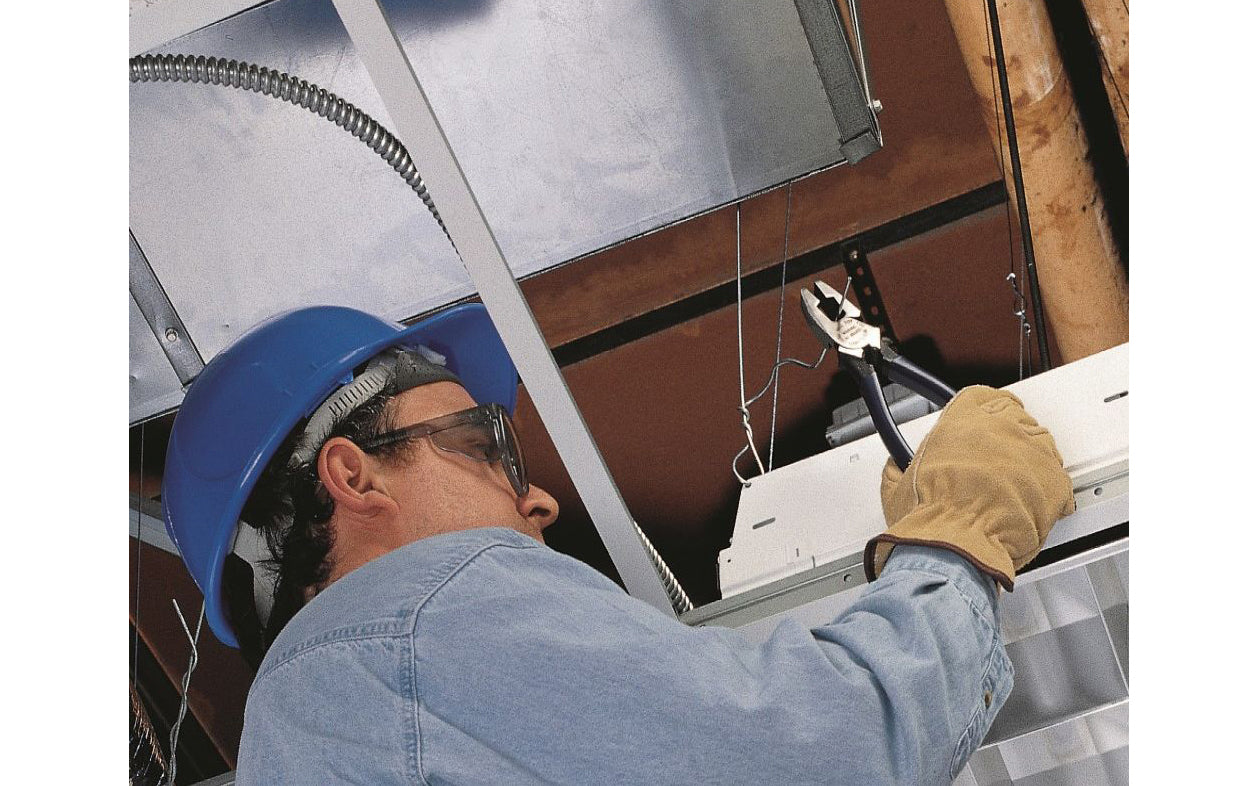Klein Tools 9-1/4" Ironworker's Pliers High Leverage "New England Nose" D213-9NE twist & cut soft annealed rebar tie wire. These High-Leverage, Side-Cutting Pliers features a rivet closer to the cutting edge which provides 46% more cutting & gripping power than other pliers. 9-1/4" overall length. 092644700422