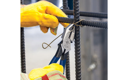 Klein Tools 9-1/4" Ironworker's Pliers D213-9ST twist & cut soft annealed rebar tie wire. They feature knurled jaws for a good grip & a spring-loaded design which enables self-opening. Unique handle tempering helps absorb the ''snap'' when cutting wire. Precision-hardened plier head. 9-1/4" overall length. 092644703126