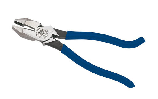 Klein Tools 9-1/4" Ironworker's Pliers D213-9ST twist & cut soft annealed rebar tie wire. They feature knurled jaws for a good grip & a spring-loaded design which enables self-opening. Unique handle tempering helps absorb the ''snap'' when cutting wire. Precision-hardened plier head. 9-1/4" overall length. 092644703126