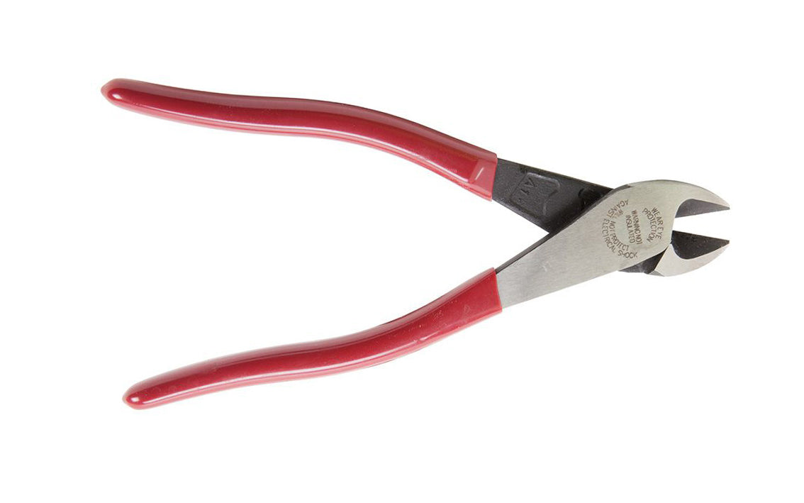 These Klein Tools 8" Diagonal Cutting Pliers D228-8 have a high-leverage design to provide 36% greater cutting power than other pliers. The hot-riveted joint ensures smooth action with no handle wobble. Klein Tools specializes in making some of the world's finest pliers. 8" overall length. 092644720406