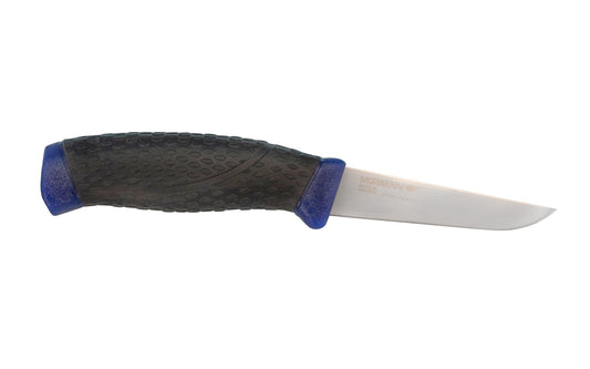 Mora Stainless Steel Flex Knife 3-1/2" long sharp fixed blade. A special knife for when a little flex is needed when cutting. Quality sharp stainless steel with a nice polished finish. It is excellent for cutting rubber & silicone, especially in bathrooms.  Mora 11402 ~ 7391846010890 ~ Made in Sweden.