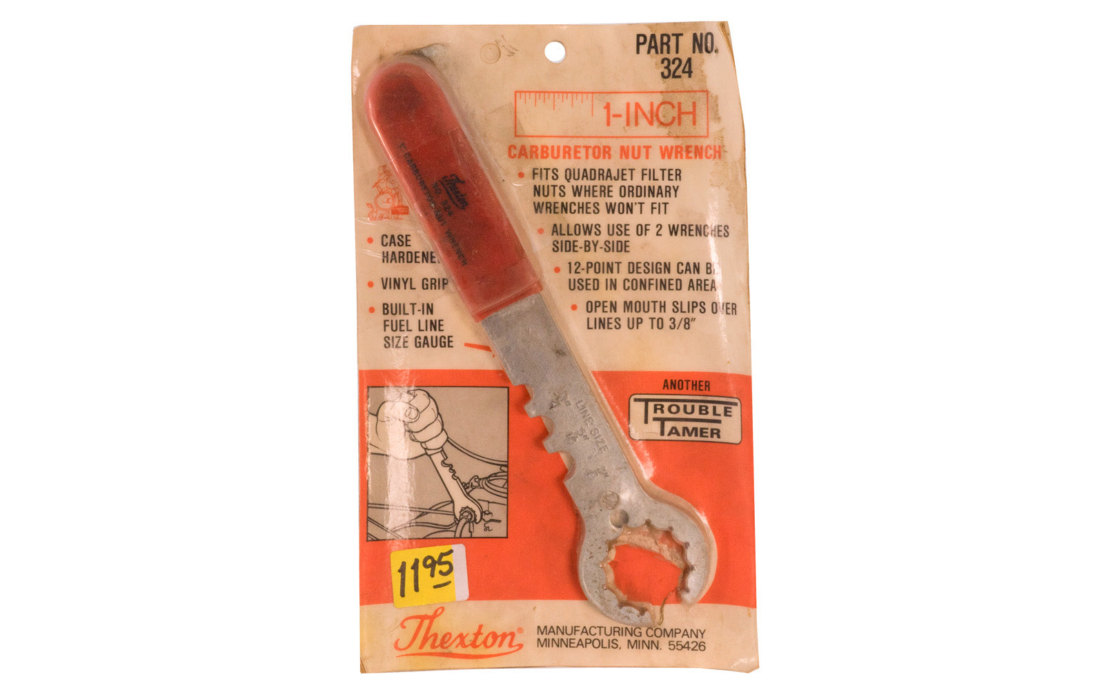 Thexton Carburetor Nut Wrench. Part No. 324.  Thexton Manufacturing Company, Minneapolis MINN.