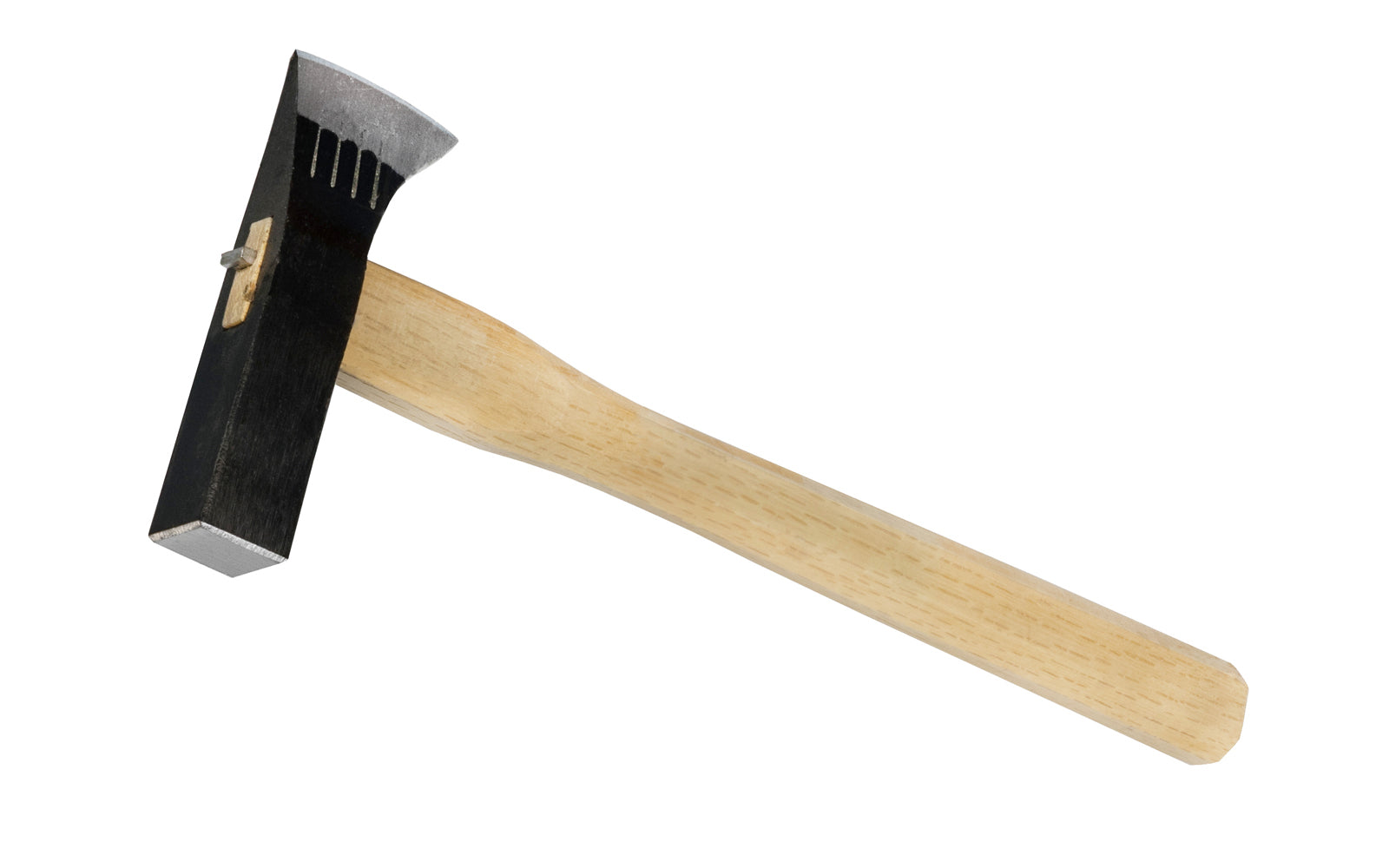 Made in Japan · Japanese Dogyu Brick Hammer with a Hatchet Blade. Blade measure 2" wide. 325 mm (12-3/4") Overall length. Wooden handle. Made in Japan. Block Wari - Japanese Sculpture Hammer - Mason Hammer with Hatchet - 001240