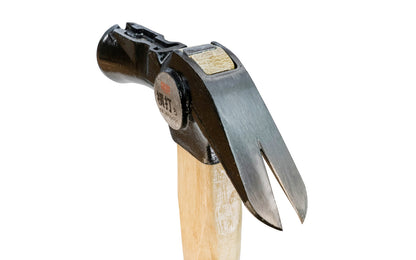 Made in Japan · This mill face Japanese Dogyu Kariwaku hammer is an all-purpose framing hammer. Special groove with a magnet in head that holds nails - Great for nailing hard-to-reach high places, & one-hand nailing. Simply put the nail in the grooved slot & lightly hammer first, then drive nail a second time - Wooden Handle - 4962819006221 - 440 g  /  15.52 oz