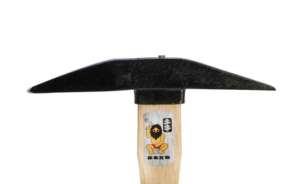 Made in Japan · Japanese Dogyu Tonkachi Mason Hammer. 6-1/2" long head size. 15/16" wide blade. 325 mm (12-3/4") overall length. Wooden handle. Made in Japan. - Mason Hammer with Sharp Point - Brick Layer Hammer - 001202 - Tonkachi Hammer - 4962819001202