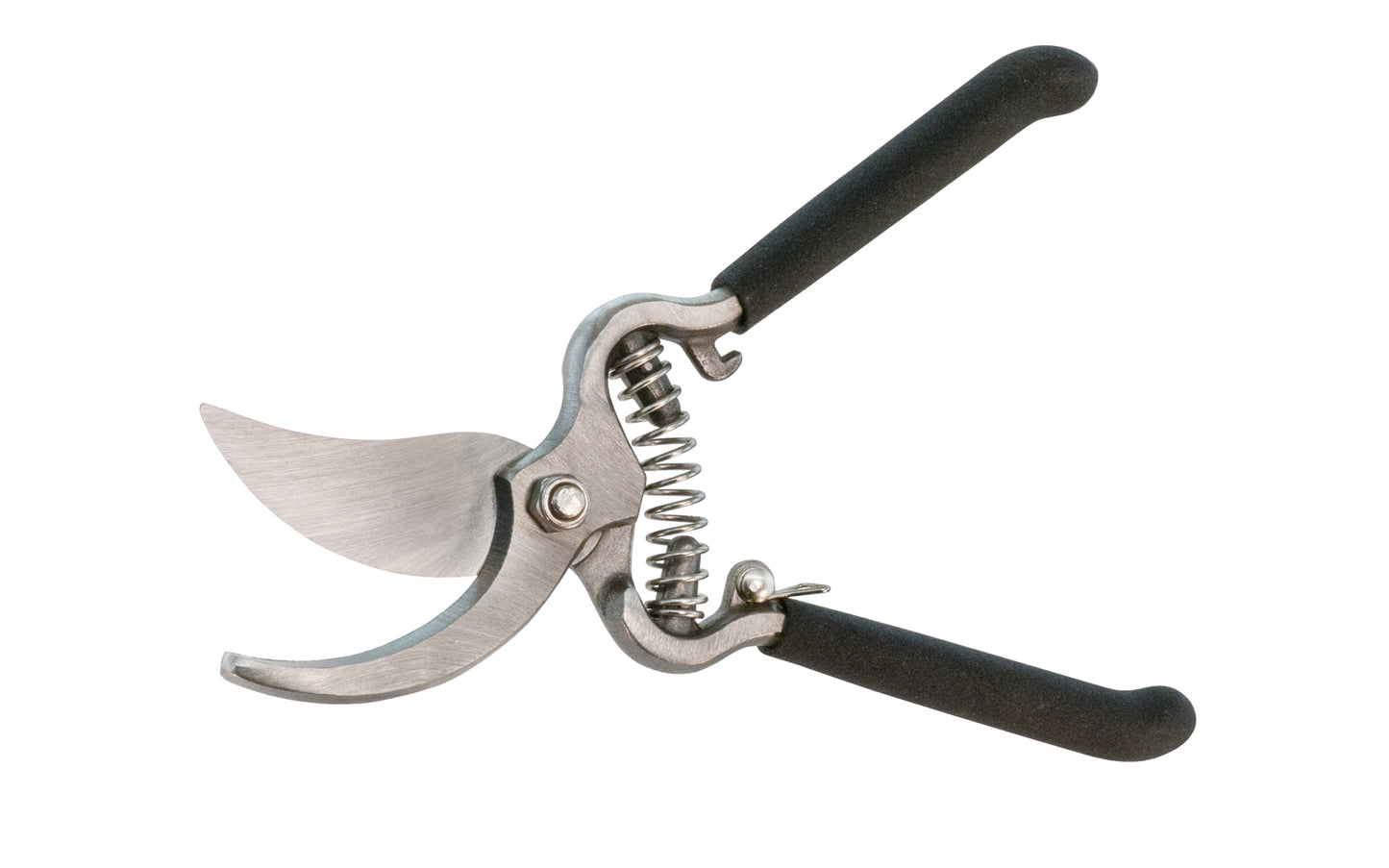 These drop forged bypass pruners have a precision ground blade with a cutting capacity of 5/8" cutting diameter max (live). Heavy-duty internal spring with a secure safety lock. Black nonslip grip handle. Great for use outdoors & in garden for floral trimming. Heavy duty internal spring for a cleaner cut. 8-1/4" length