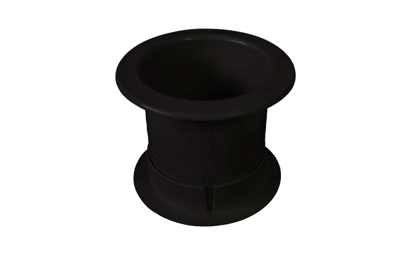  FastCap Dually Grommet is what cabinet makers have been asking for. It is a dual-sided interference locking grommet that finishes both sides of your hole. Works with depths from 3/4” to 2 1/2”. It snaps together to give holes a finished look in seconds. its 2-1/2" holes - 2-1/2" OD,  2-1/4" ID. Fully paintable