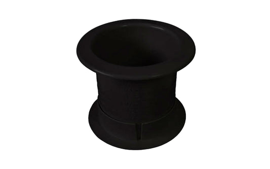  FastCap Dually Grommet is what cabinet makers have been asking for. It is a dual-sided interference locking grommet that finishes both sides of your hole. Works with depths from 3/4” to 2 1/2”. It snaps together to give holes a finished look in seconds. its 2-1/2" holes - 2-1/2" OD,  2-1/4" ID. Fully paintable
