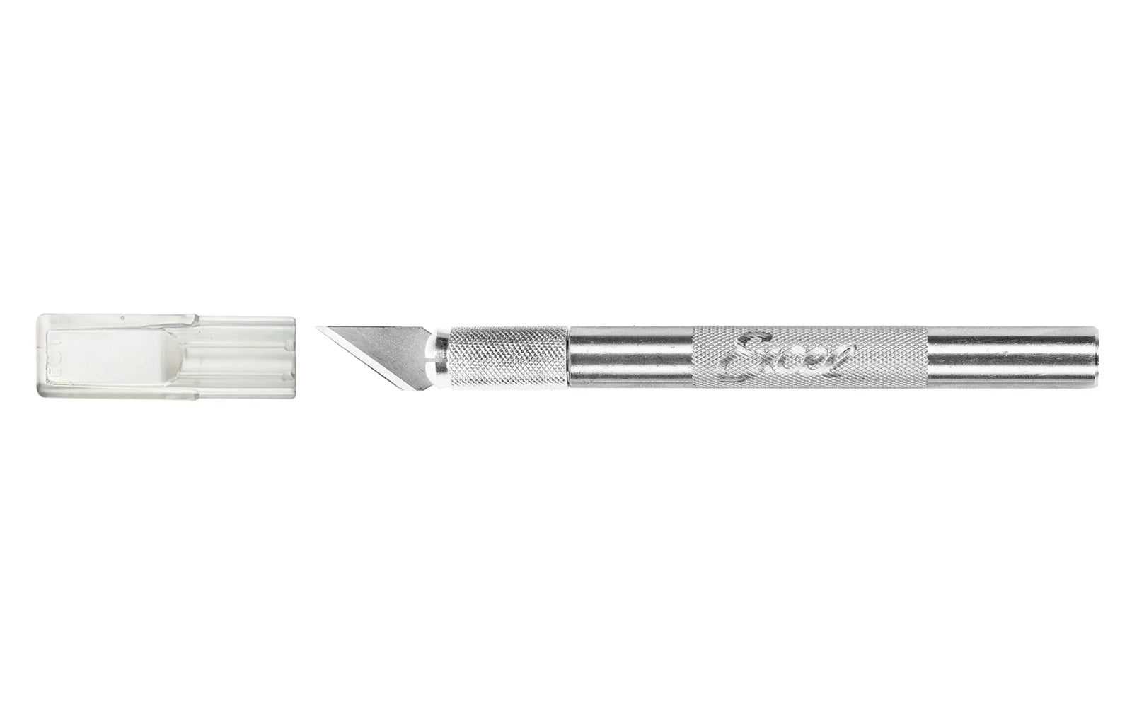Excel K2 Knife. Aluminum Craft & Hobby Knife by Excel Blades is a precision craft knife with special screw for extra blade security & stabilization. It comes with a replaceable super sharp carbon steel #24 blade & a snug fitting safety cap. Made in USA.