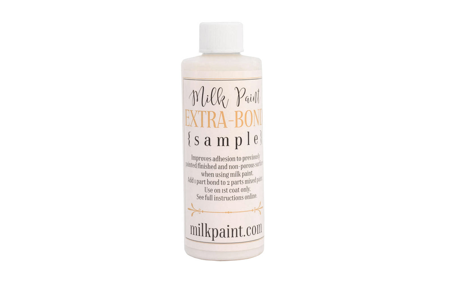 Sweet Pickins' Extra Bond is a water-based, VOC free, low odor, non-toxic polymer additive for Milk Paint that greatly improves adhesion to non-porous surfaces including close-grained hardwoods. When Extra Bond is added to Milk Paint, it improves adhesion to previously finished or other non-porous surfaces.