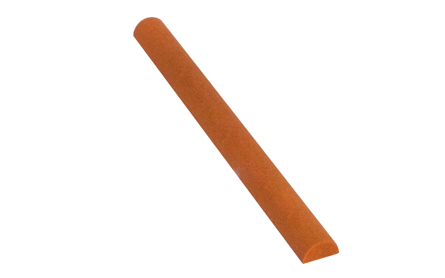 Norton Half Round File Stone 4" x 3/8". Half Round stones offer both a round & a flat surface for imparting a fine finish on precision machine parts, tools & dies. To improve sharpening & reduce clogging, use with oil. Composed of an aluminum oxide abrasive. Oilstone made by Norton, Saint Gobain. Model FF334.