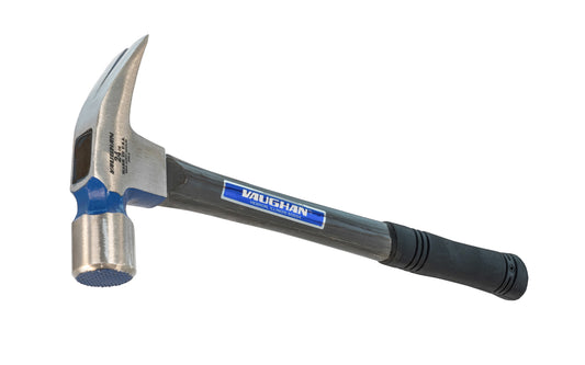 This 24 oz Vaughan FS505M mill face rip hammer has a hollow-core fiberglass handle which provides better balance & more effective shock absorption than typical solid fiberglass handles. Slip resistant grip, contoured for comfort. Mill face 24 oz head weight. Vaughan Mfg. Co. Made in USA. Waffle face. 051218123388