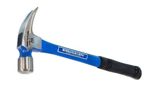 This 20 oz Vaughan FS999L smooth face rip hammer has a hollow-core fiberglass handle which provides better balance & more effective shock absorption than typical solid fiberglass handles. Slip resistant grip, contoured for comfort. Smooth face 20 oz head weight. Vaughan Mfg. Co. Made in USA. 051218105162