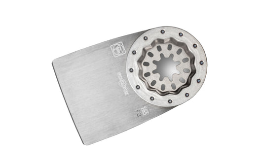 Fein Tools Special Material Flexible Scraper Blade - 165 Blade. Flex blade version. Designed for removal of silicone or acrylic caulks in plumbing work as well as stickers. Starlock mounting system.   Made in Germany. Model No. 63903165210. Scraper Oscillating Blade - Flexible Scraping Blade