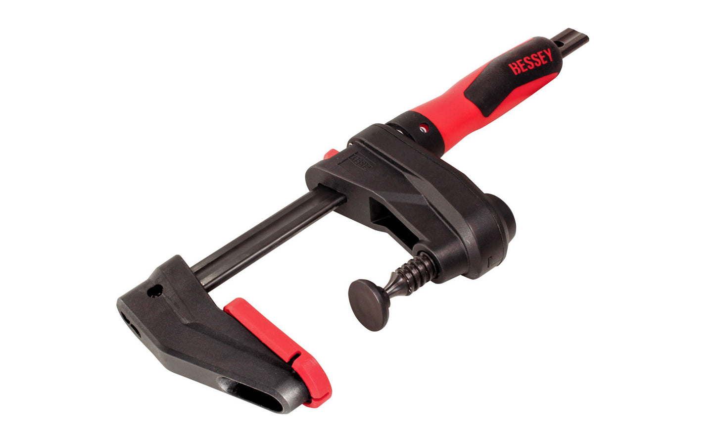 Bessey GearKlamp - 18" Opening Capacity ~ GK45 creates the possibility of reaching "into” confined spaces to achieve clamping solutions. Fast action, secure clamping force up to 450 lbs. 18" max opening - 2-3/8" throat depth. Quick-release shift button to quickly adjust sliding bar. Model GK45. 788502204446