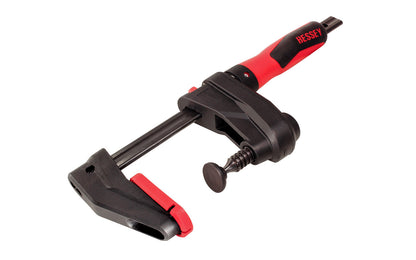 Bessey GearKlamp - 18" Opening Capacity ~ GK45 creates the possibility of reaching "into” confined spaces to achieve clamping solutions. Fast action, secure clamping force up to 450 lbs. 18" max opening - 2-3/8" throat depth. Quick-release shift button to quickly adjust sliding bar. Model GK45. 788502204446