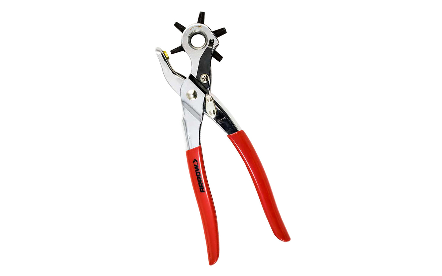 The Arrow GRHP Revolving Hole Punch is the perfect tool for cutting six different sizes of holes in canvas, leather, plastic, vinyl, sailcloth, cardboard & other soft materials. Punch sizes:  5/64",  3/32",  7/64",  1/8",  5/32"  &  3/16". 079055660002. Arrow Fastener Hole Punch. Vinyl coated grip handles