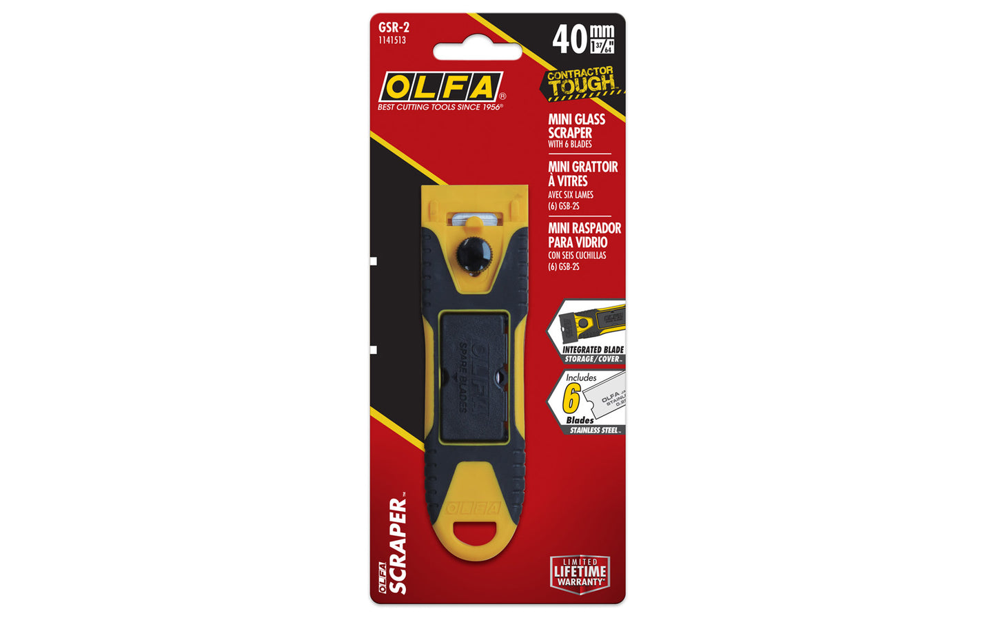 This Olfa "GSR-2" Stainless Steel Blade Mini Glass Scraper offers rugged scraping capabilities in a compact size. Whether working with paint, adhesives, caulk & more, this pocket-sized scraper is an excellent choice for any scraping applications. 091511230291. Olfa Glass Scraper Blade. 40 mm blades. Made in Japan