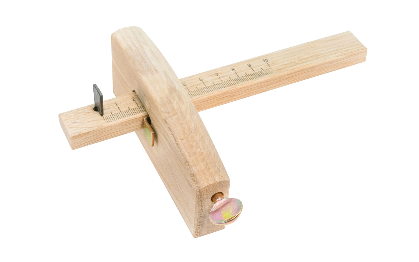 Made in Japan ~ Mortice Gage ~ Mortise Gauge ~ Yoita Kiki Kogyo ~ Japanese Marking Gauge ~ Single Beveled Blade ~ Double Arms ~ Wooded Beam ~ Japanese White Oak ~ single-bevel cutting blade, clean marks on material without tearing the grain ~ Adjustable - Single Cutting - For mortise & tenon woodwork 