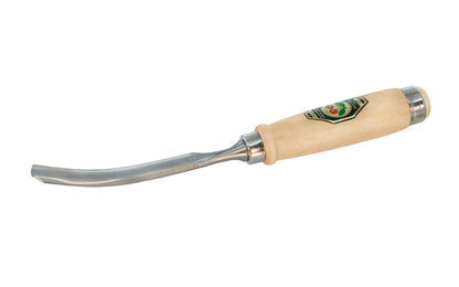 Model 1471-16MM. A 16 mm Curved Gouge made by Two Cherries in Germany. It has an upturned curve in the length of the blade. The bevel is on the outside of the blade & is great for use in working concave hollows. Two Cherries Series 1471.    High carbon steel - Tempered to Rc61 Rockwell. Steel ferrule. Made in Germany
