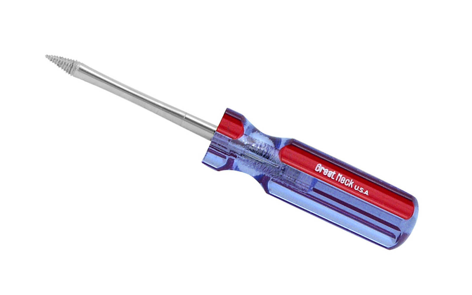 GreatNeck Screw Starter marks, starts, & threads the hole for the screw to enter. The point bites fast & clean at the exact spot the screw is placed & the hole is threaded for easy entry & turning of the screw. Threads holes for most sizes & types of screws. Made in USA. 076812002372. Model SS3. Screw Starter Tool