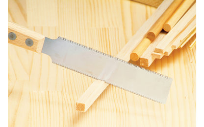 Made in Japan · Japanese Gyokucho Flush Cutting Double Edge Saw Model No. 1151 ~ Very flexible blade ~ Tapered blade - great for tight areas ~ Excellent for fine detail work ~ Blade is riveted in a Beechwood handle ~ A very flexible Japanese pull-saw that's great for fine delicate work & flush cutting