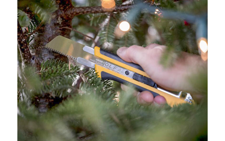 Olfa "HSWB-1/1B" 25 mm Replacement Saw Blade with serrated tooth edge. 25 mm (1") blades are crafted from premium Japanese carbon tool steel for long-lasting sharpness with teeth that will stand up to plastics, wood, & more. Olfa Serrated Saw Knife Blade. 091511610581. Model HSWB-1/1B. Made in Japan