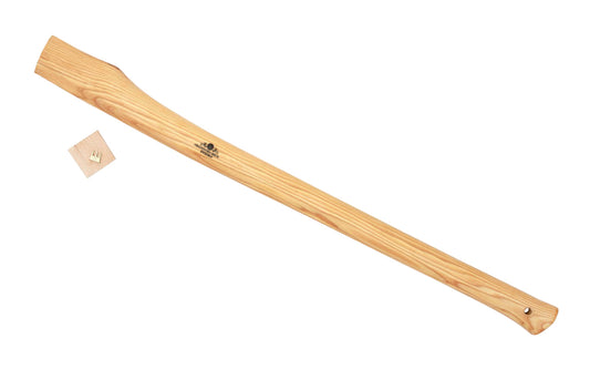 Gränsfors Bruk replacement curved hickory handle is designed for the American Felling Straight Axe No. 434-3 head. Wooden shaft is impregnated with warm linseed oil & beeswax, which increases the quality. American Axe replacement handle includes a wooden wedge & three-legged iron wedge. Model No. 434-3H. 7391765434364