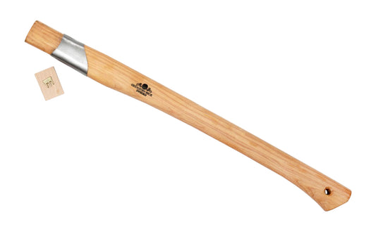 Gränsfors Bruk replacement hickory handle is designed for the Splitting Axe No. 441 head. Wooden shaft is impregnated with warm linseed oil & beeswax, which increases the quality. Gränsfors Bruk replacement handle has a collar guard & includes a wooden wedge & a three-legged iron wedge. Model No. 441H. 7391765441065