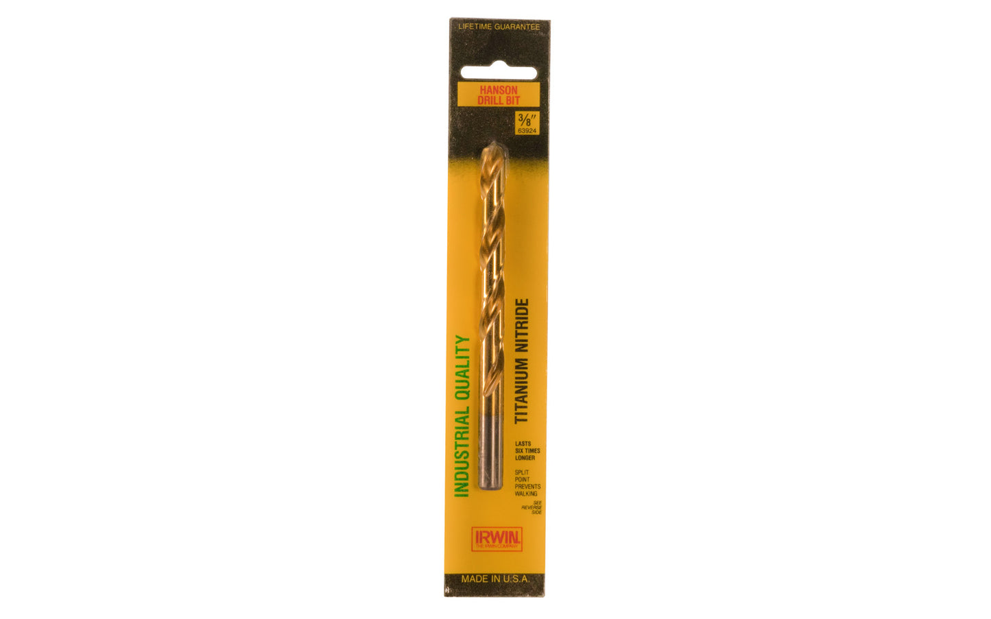 Irwin Hanson 3/8" Titanium Nitride Drill Bit - Made in USA. Irwin Hanson Model 63924. 042526639241