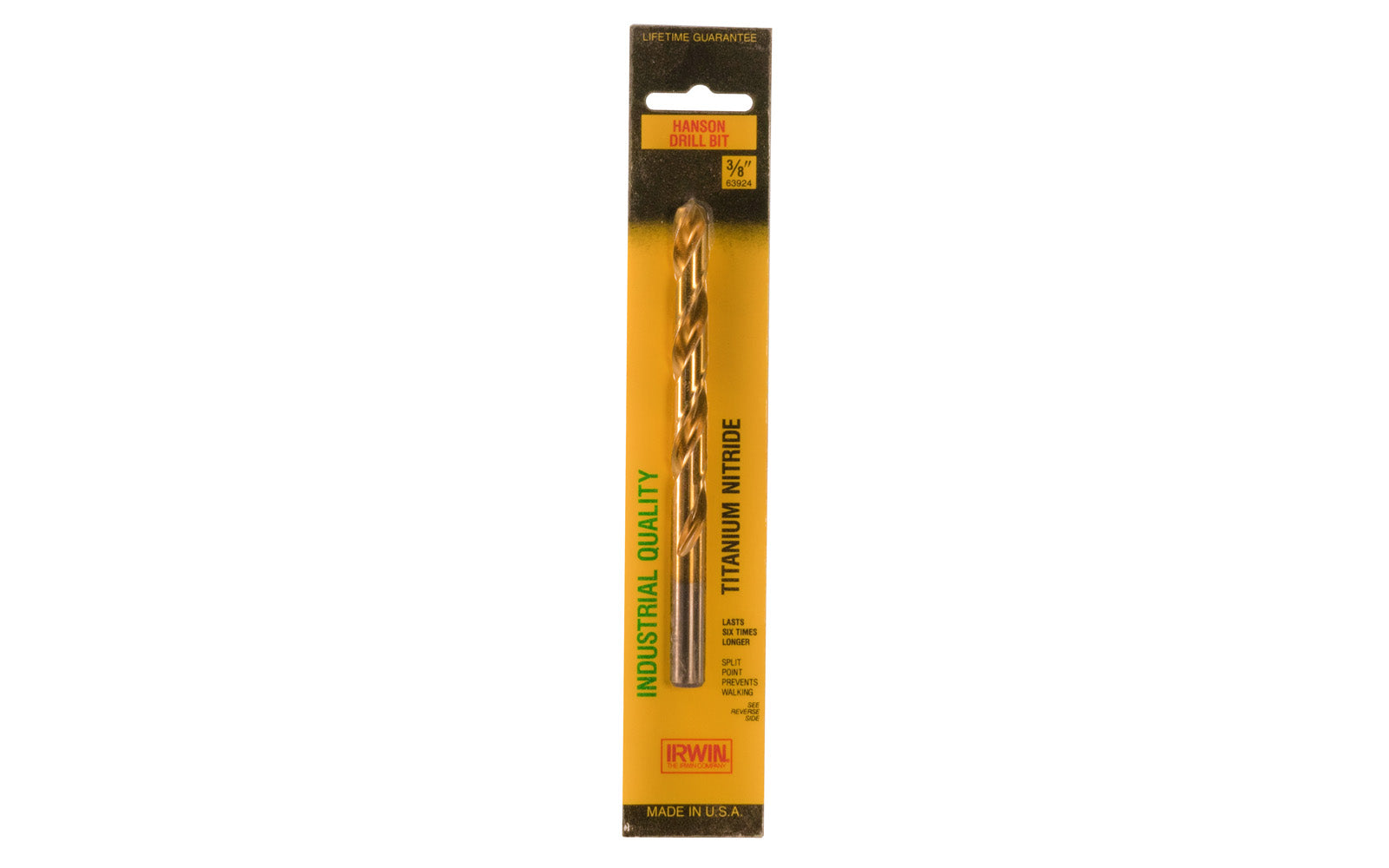 Irwin Hanson 3/8" Titanium Nitride Drill Bit - Made in USA. Irwin Hanson Model 63924. 042526639241
