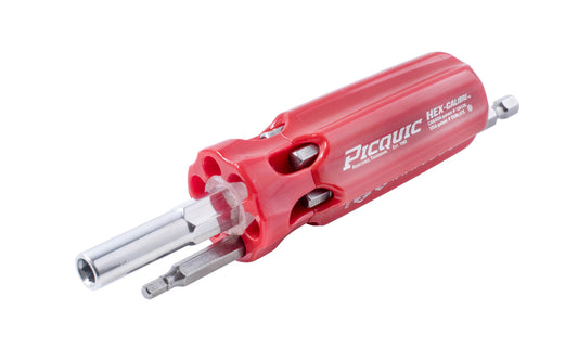 Picquic Model 88153 - Metric "Hex Calibre" with a solid handle for comfort & torque, & has no moving parts. Bits included: 2 mm, 2.5 mm, 3 mm, 4 mm, 5 mm, 5.5 mm, 6 mm size hex bits. Picquic TrueTorx Multi-Bit screwdriver with bit storage in handle. 57369881009. magnetic rare earth magnet holds the working bit in shank
