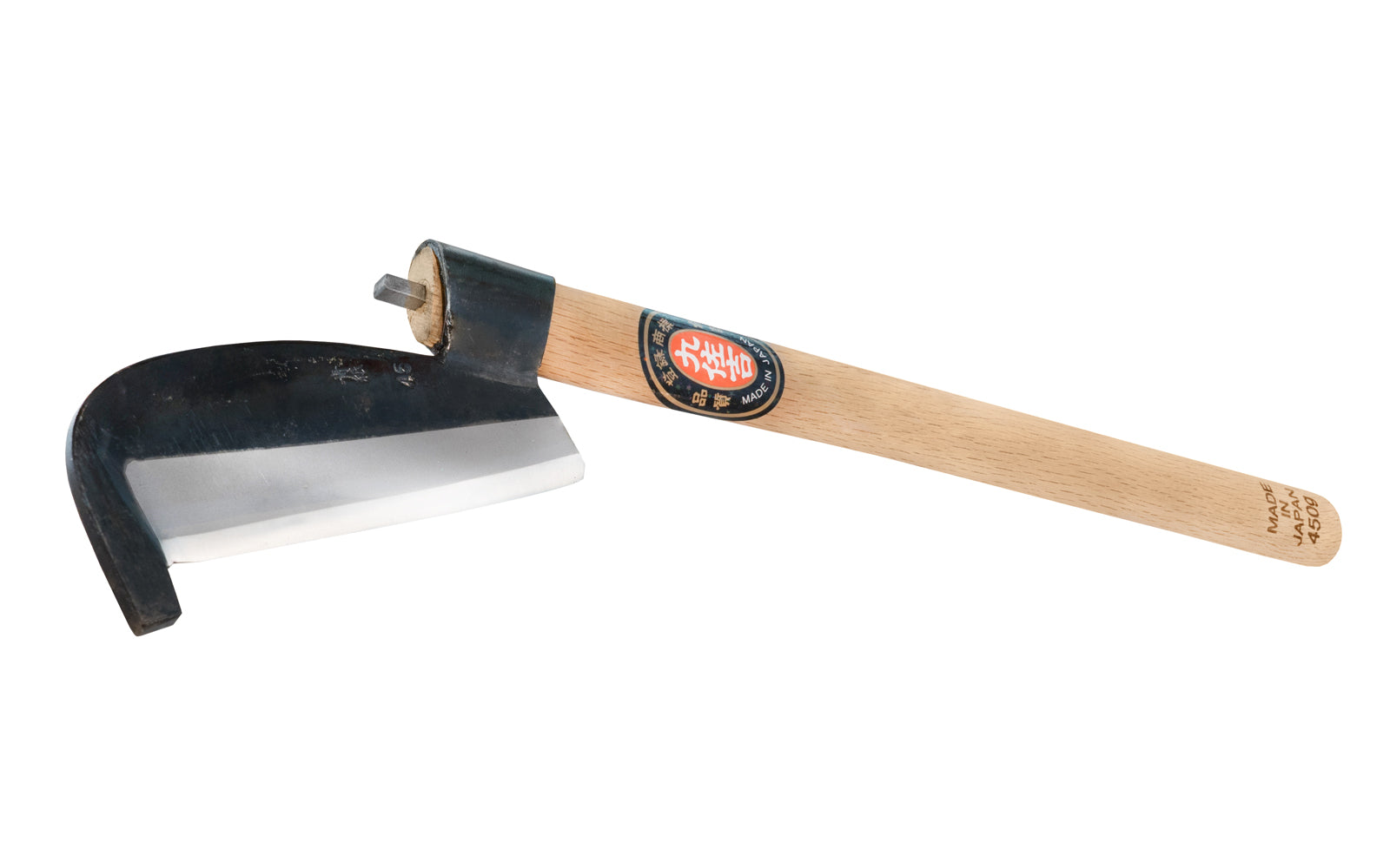 Made in Japan. "Hitsu Nata" Japanese forged hatchet. The blade of this knife is made of hand forged steel & is extra sharp. The blade has a double edge bevel & the back of the blade is extra thick measuring 3/16" thick. Great for many uses including use as a machete, brush axe, a heavy-duty whacking garden hatchet. 